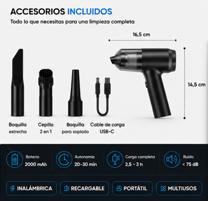 Mini Aspiradora Inalámbrica 3 en 1